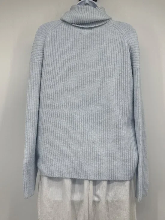 H&M Cozy Blue Ribbed Oversized Turtleneck Sweater Pearl Core Coastal Grandma Chi - Picture 2 of 9